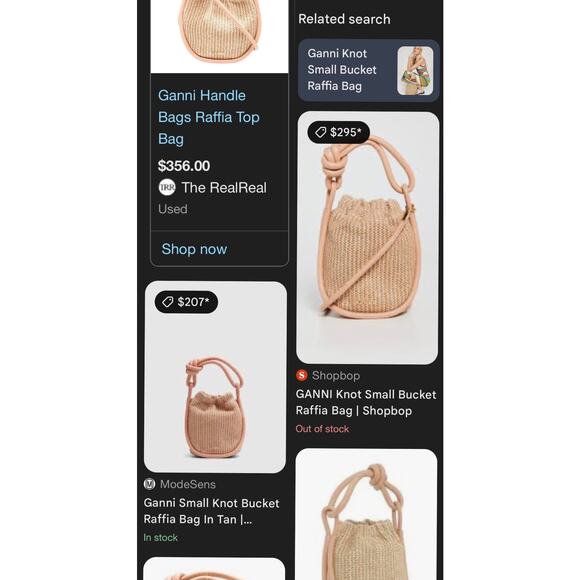 Ganni Small Knot Raffia Bucket Bag - Picture 2 of 13